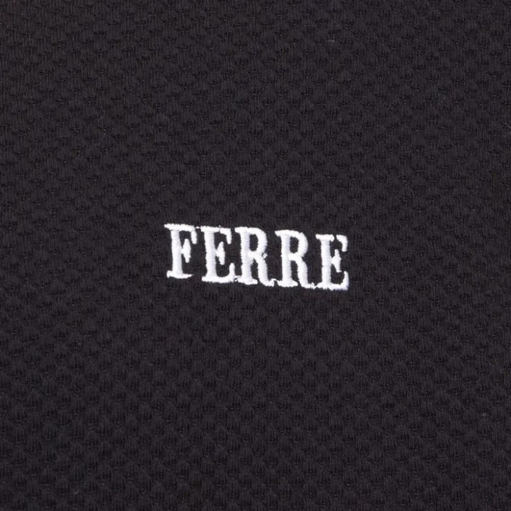 GIANFRANCO FERRE Tee shirt en coton texturé logo brodé Homme NOIR