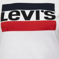 LEVI'S Tee shirt grand logo bleu rouge coton Femme BLANC Discount