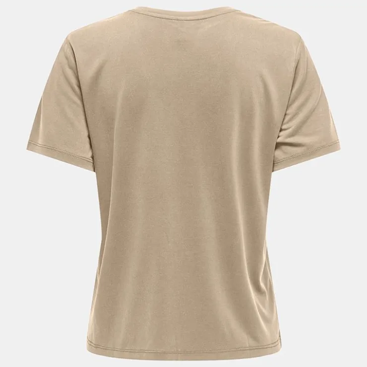ONLY Tee shirt hannah regular fit décolleté V humus Femme BEIGE Sale