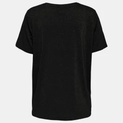 ONLY Tee shirt harly pailleté regular col v Femme NOIR Sale