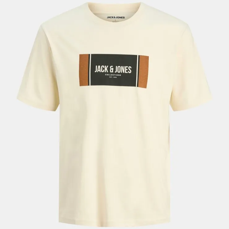 JACK & JONES Tee shirt hayato coton manches courtes regular fit Homme BLANC ECRU Hot