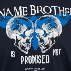 PANAME BROTHERS Tee shirt illustration têtes de mort et papillon en coton Homme BLEU FONCE Clearance