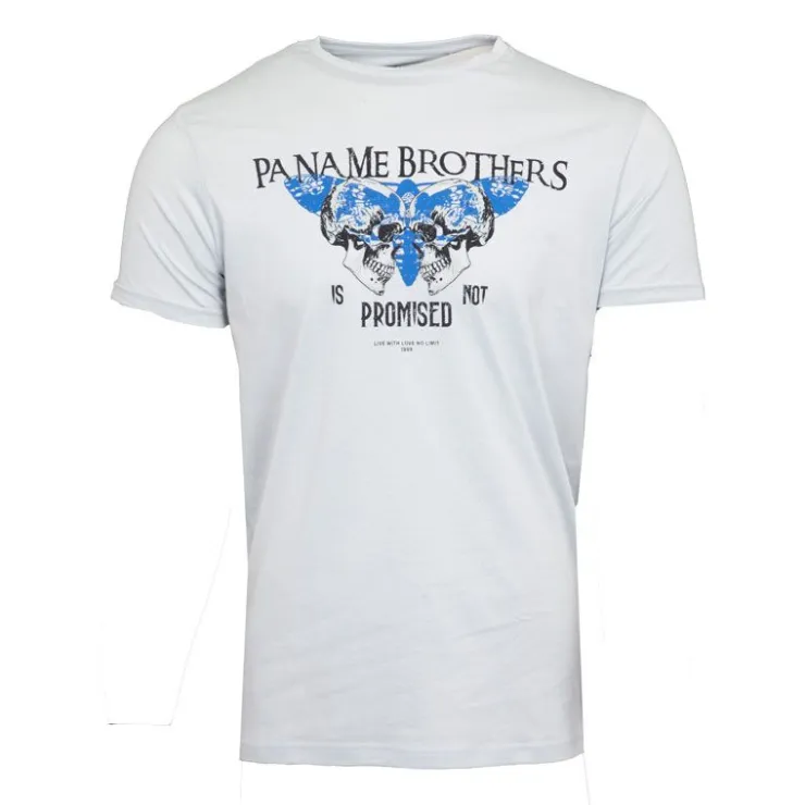 PANAME BROTHERS Tee shirt illustration têtes de mort et papillon en coton Homme BLEU CLAIR Online