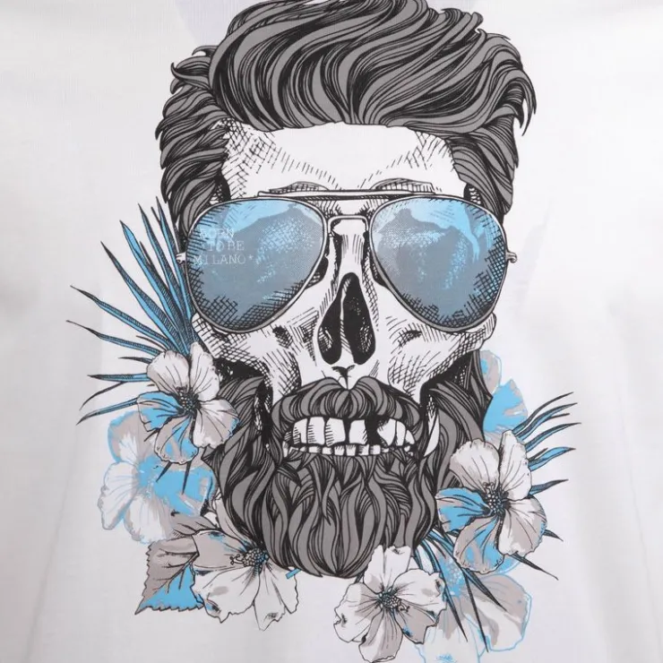 BLAGGIO Tee shirt imprimé 100% coton milan Homme BLANC New