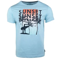 BLAGGIO Tee shirt imprimé california mikado Homme BLEU CLAIR Hot