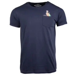 BLAGGIO Tee shirt imprimé perroquet magenta Homme BLEU FONCE Discount