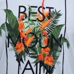 BEST MOUNTAIN Tee shirt imprimé plantes tropicales Homme BLEU CIEL