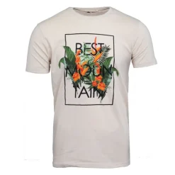 BEST MOUNTAIN Tee shirt imprimé plantes tropicales Homme BEIGE Hot