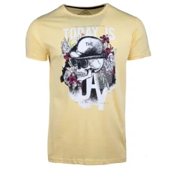BLAGGIO Tee shirt imprimé today is the day mega Homme JAUNE