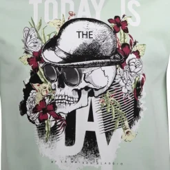 BLAGGIO Tee shirt imprimé today is the day mega Homme VERT CLAIR