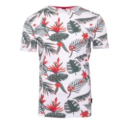 BLAGGIO Tee shirt imprimé tropical monet Homme BLANC New