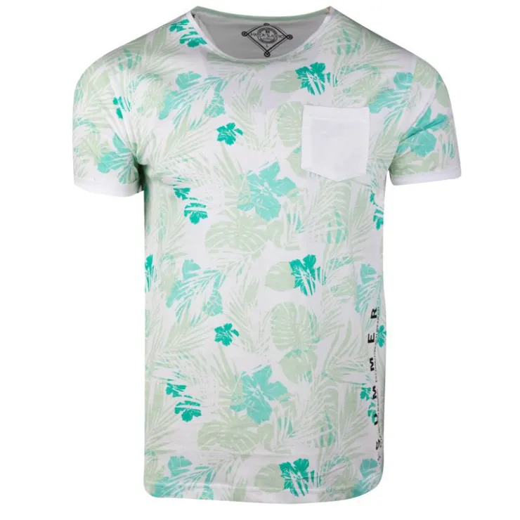 BLAGGIO Tee shirt imprimé tropical avec poche maestro Homme VERT CLAIR Sale