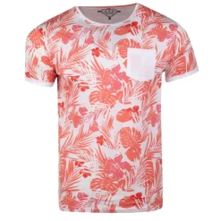 BLAGGIO Tee shirt imprimé tropical avec poche maestro Homme ORANGE Sale