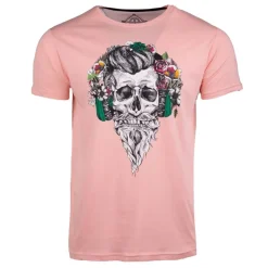 BLAGGIO Tee shirt imprimé tête de mort messina Homme ROSE CLAIR Discount