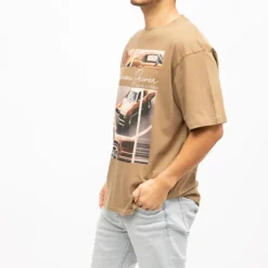 DEELUXE 74 Tee shirt imprimé voiture classic driver Homme KAKI Sale