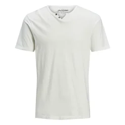 JACK & JONES Tee shirt jersey col v boutonné Homme BLANC Discount