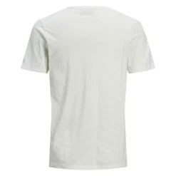 JACK & JONES Tee shirt jersey col v boutonné Homme BLANC Discount