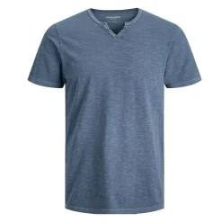 JACK & JONES Tee shirt jersey col v boutonné Homme BLEU New
