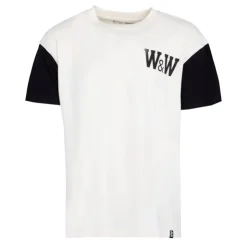 WHEELS AND WAVES Tee shirt jersey manches noires col rond Homme BLANC ECRU Clearance