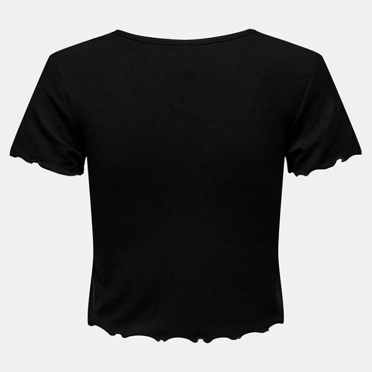 ONLY Tee shirt kika crop top col v Femme NOIR Discount
