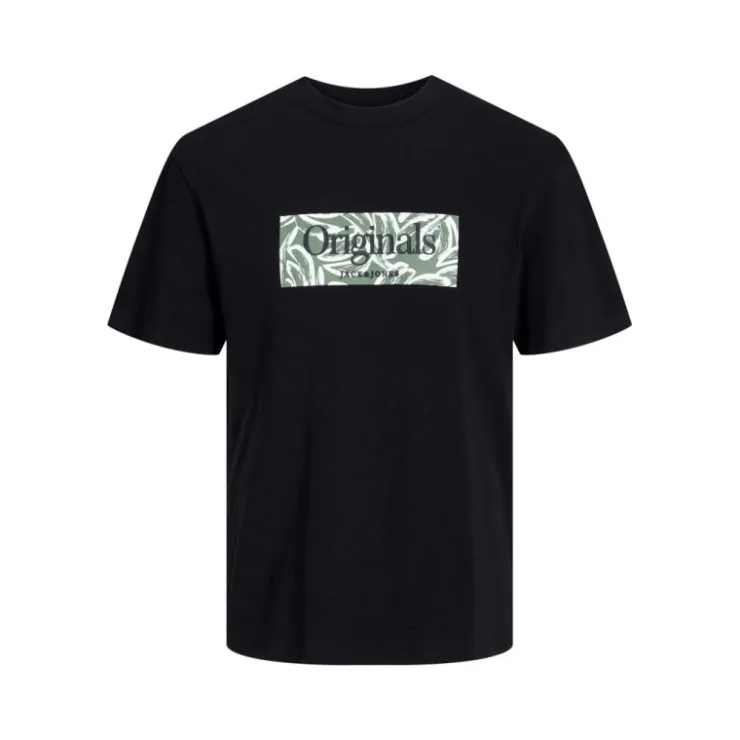 JACK & JONES Tee shirt La fayette imprimé forme plantes Homme NOIR Hot