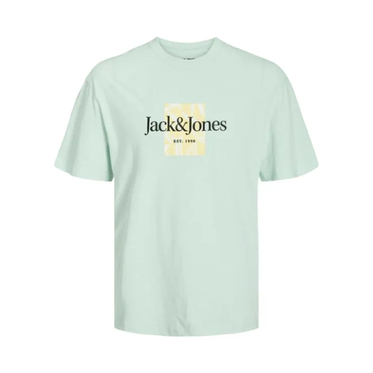 JACK & JONES Tee shirt La fayette imprimé forme plantes Homme VERT CLAIR