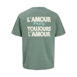 JACK & JONES Tee shirt L'amour Pastis toujours l'amour col ras de cou vieux Homme VERT