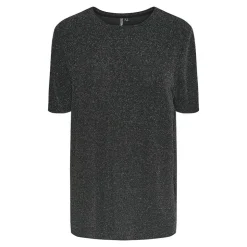 PIECES Tee shirt Lina pailleté loose lurex Femme NOIR Hot