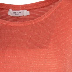 DEELUXE 74 Tee shirt liseré doré fluide à manches courtes Femme ORANGE New