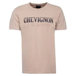 CHEVIGNON Tee shirt logo rayé en coton Homme BEIGE