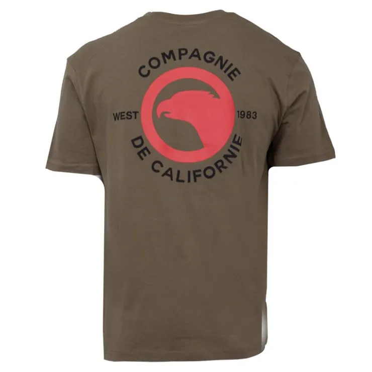 COMPAGNIE DE CALIFORNIE Tee shirt logo rouge col ras de cou manches courtes Homme KAKI