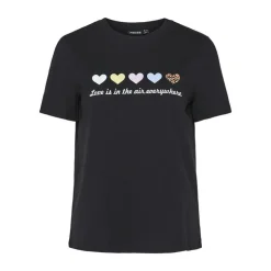 PIECES Tee shirt "Love is in the air, everywhere" Maria oversize Femme NOIR Best