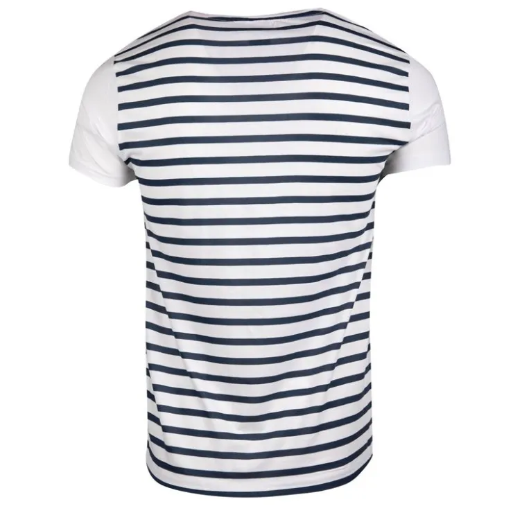BLAGGIO Tee shirt macnhes courtes marinière mupy Homme BLANC Sale