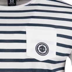 BLAGGIO Tee shirt macnhes courtes marinière mupy Homme BLANC Sale