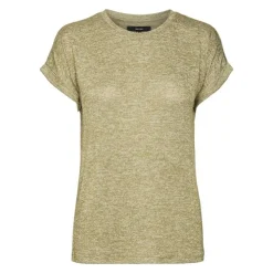 VERO MODA Tee shirt maille chiné Brianna manches retroussées Femme KAKI Hot