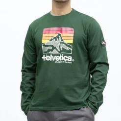 HELVETICA Tee shirt manche longue monaco Homme VERT FONCE