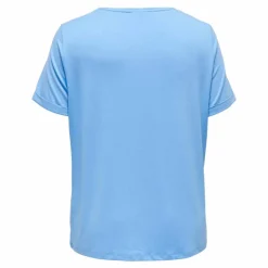 ONLY CARMAKOMA Tee shirt manches courtes retroussées col rond Femme BLEU Sale