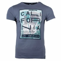BLAGGIO Tee shirt manches courtes imprime coton doux Californie martial assor 24 Homme BLEU Clearance