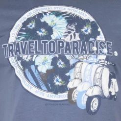 BLAGGIO Tee shirt manches courtes imprime coton doux Paradise margot assor 24 Homme BLEU Clearance