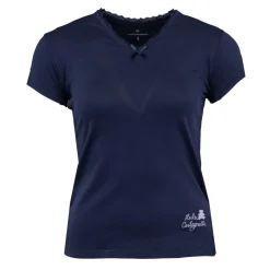 LULU CASTAGNETTE Tee shirt manches courtes col V dentelles lona Femme BLEU FONCE Best