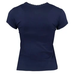 LULU CASTAGNETTE Tee shirt manches courtes col V dentelles lona Femme BLEU FONCE Best