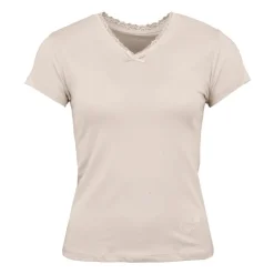 LULU CASTAGNETTE Tee shirt manches courtes col V dentelles lona Femme BEIGE Outlet