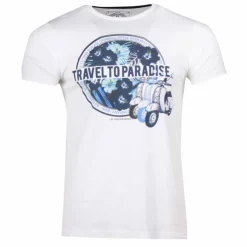 BLAGGIO Tee shirt manches courtes imprime coton doux Paradise margot assor 24 Homme BLANC Outlet