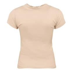 LULU CASTAGNETTE Tee shirt manches courtes col V dentelles lona Femme MARRON CLAIR Hot