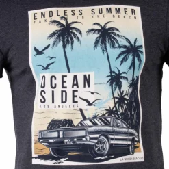 BLAGGIO Tee shirt manches courtes imprime coton doux Los Angeles mao assor 24 Homme GRIS FONCE New