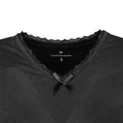 LULU CASTAGNETTE Tee shirt manches courtes col V dentelles lona Femme NOIR New