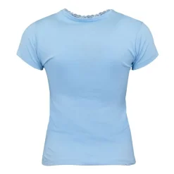 LULU CASTAGNETTE Tee shirt manches courtes col V dentelles lona Femme BLEU CLAIR New