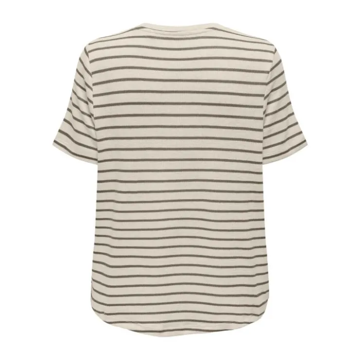 ONLY Tee shirt Manu rayé col v maille Femme MARRON Online