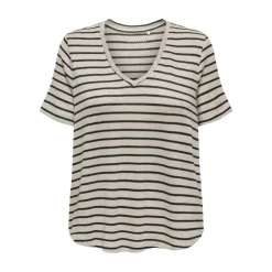 ONLY Tee shirt Manu rayé col v maille Femme VERT FONCE Online