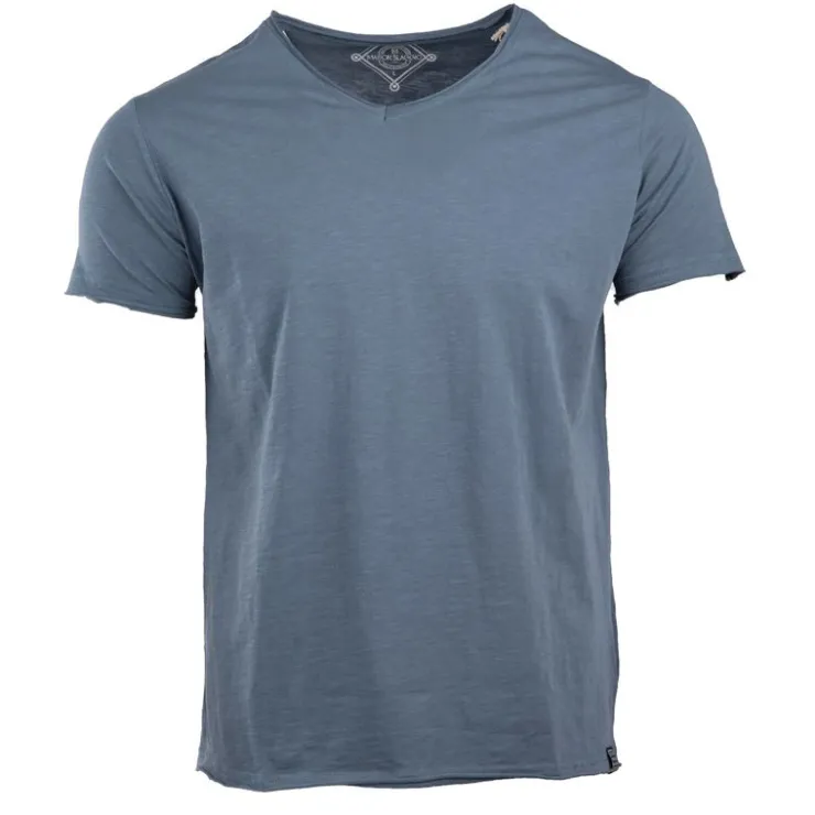 BLAGGIO Tee shirt mc col v slub 100 % coton assor 24 myke-a Homme BLEU PETROLE Online
